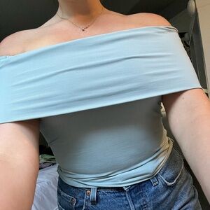 Strapless blue top